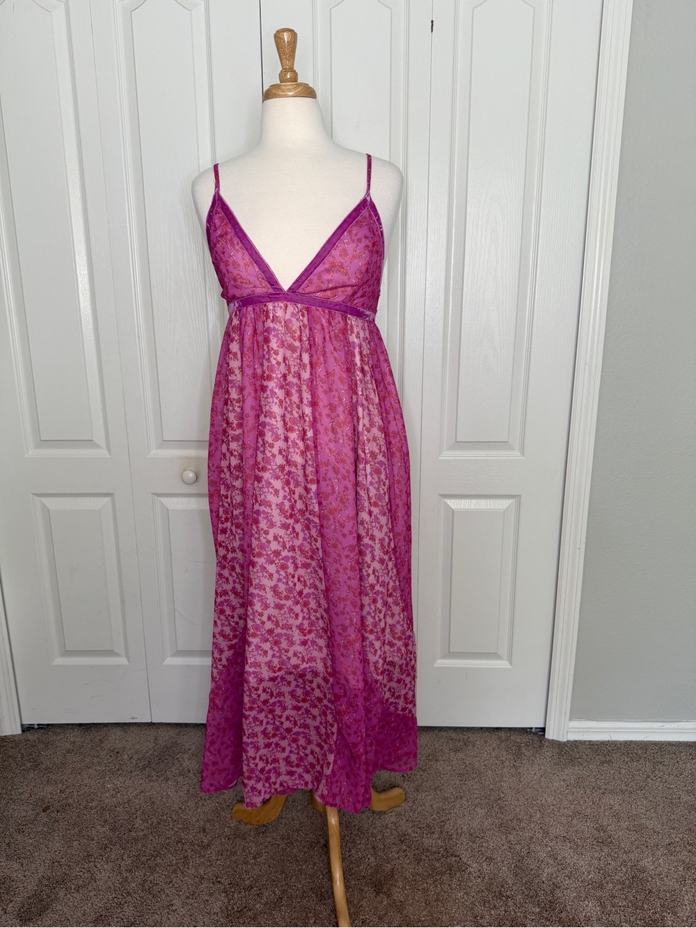 Fuchsia floral Maxi Slip Dress